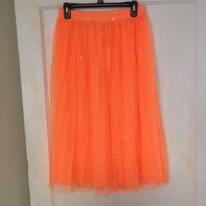 🔥SALE🔥 🧡 Neon Orange Sparkly Skirt  🧡